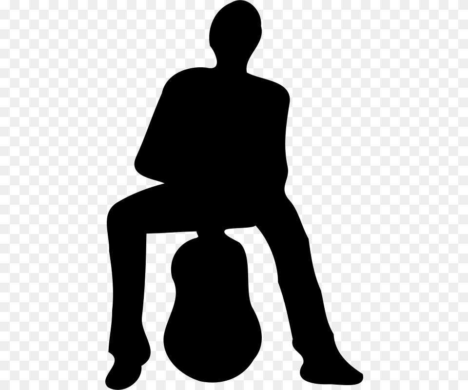 Man And Guitar Silhouette, Gray Png