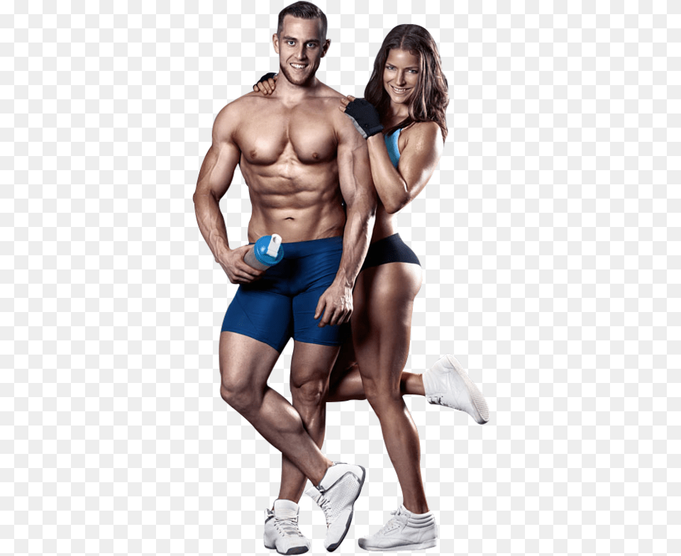 Man And Woman Fitness, Clothing, Footwear, Shoe, Bottle Free Transparent Png