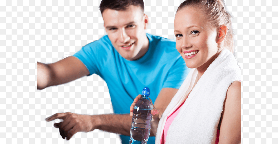 Man And Woman Getting Fit Fit Man And Woman Fitness Man Woman, Water Bottle, Bottle, Person, Male Free Png Download