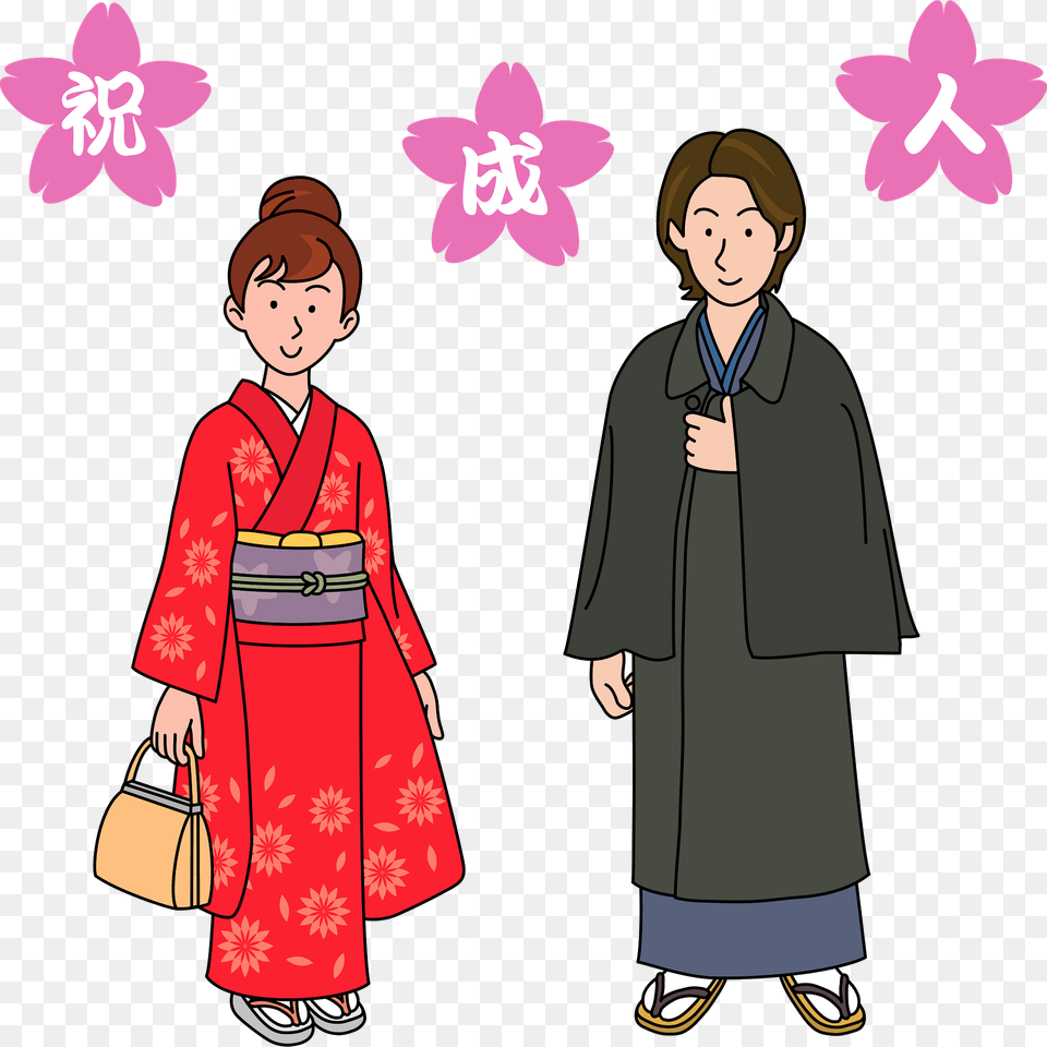 Man And Woman In Kimonos Clipart, Robe, Gown, Formal Wear, Fashion Png Image