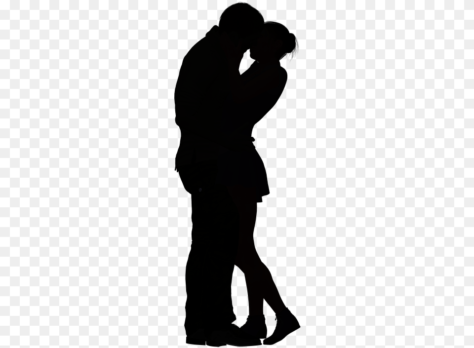 Man And Woman Kissing Silhouette, Adult, Male, Person, Hugging Free Png Download