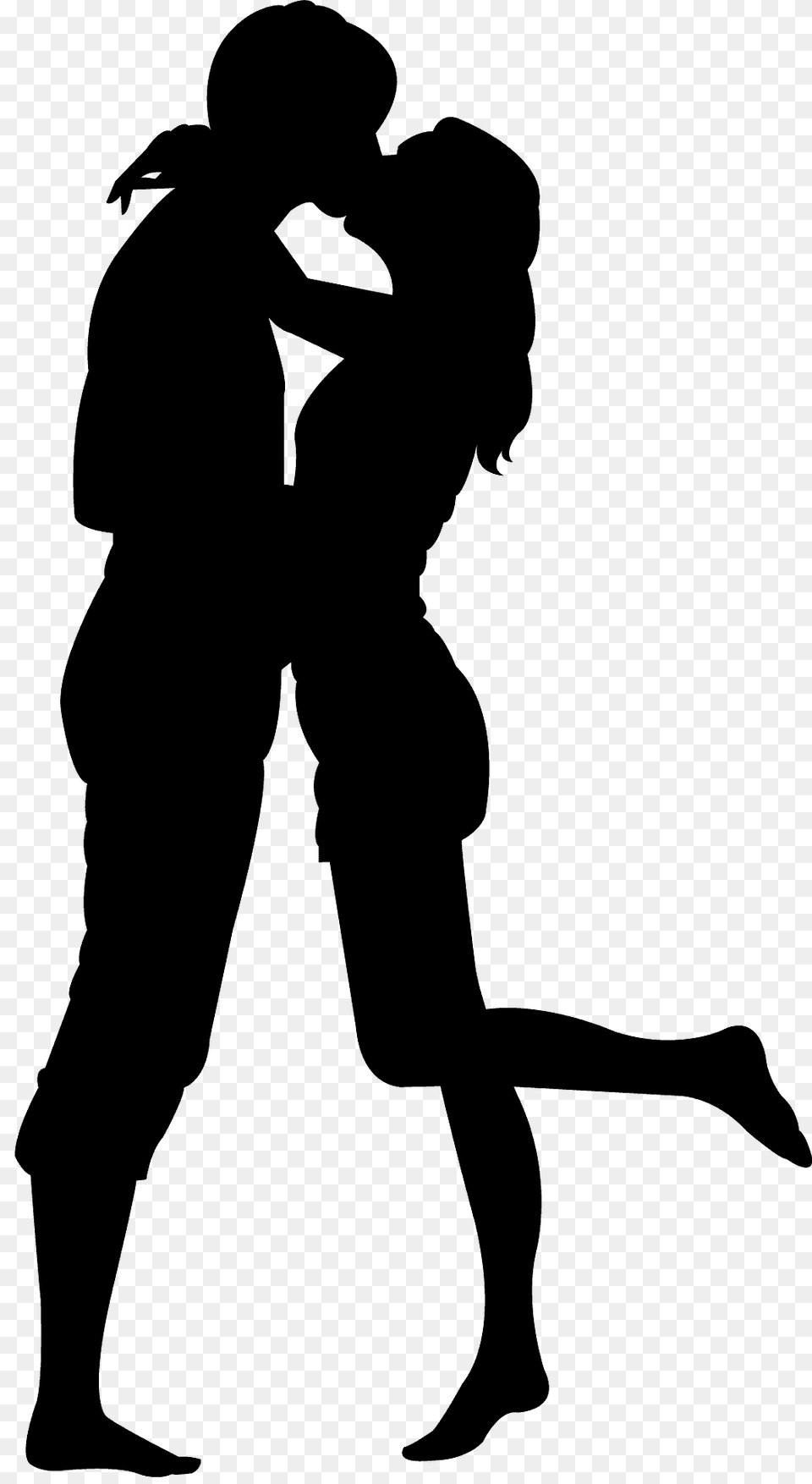 Man And Woman Kissing Silhouette, Adult, Male, Person, Dancing Png Image