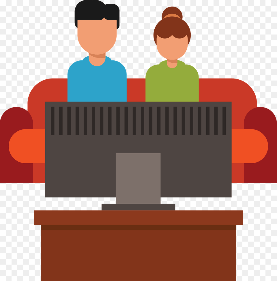 Man And Woman Watching Tv Clipart, Person, People, Computer, Electronics Free Png