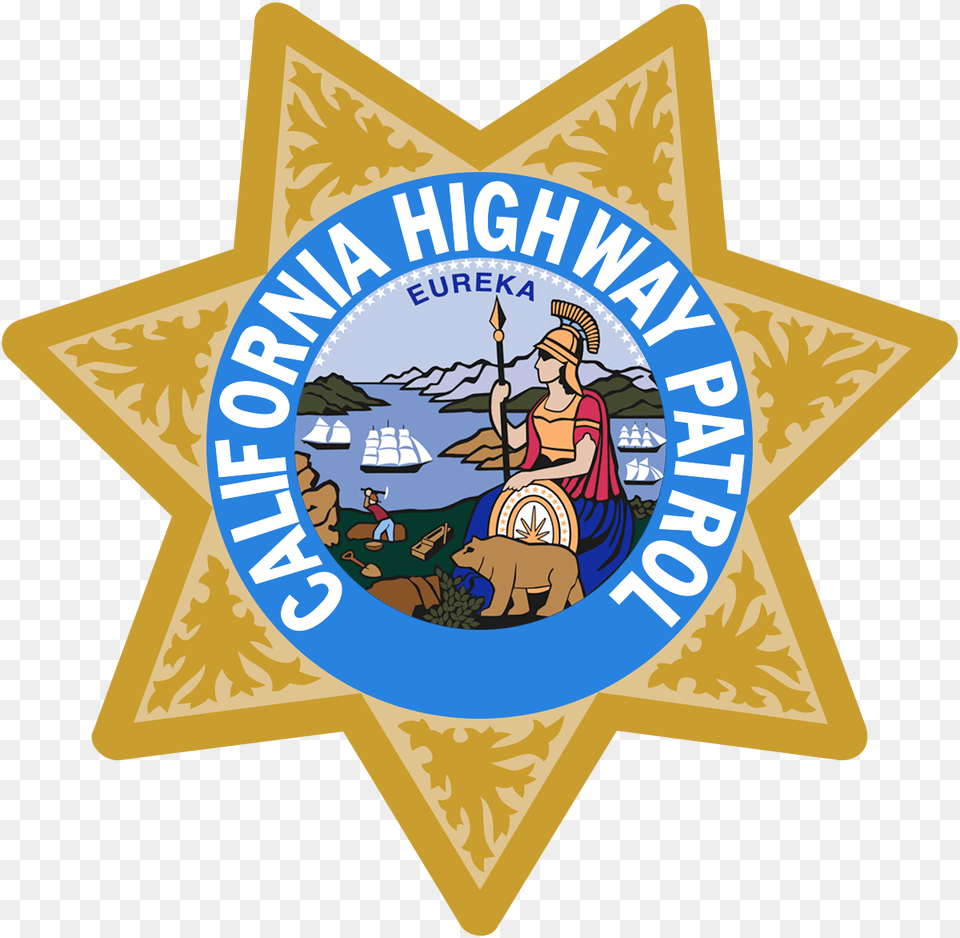 Man Arrested After Leading Officers Logo California Highway Patrol, Badge, Symbol, Person Png Image