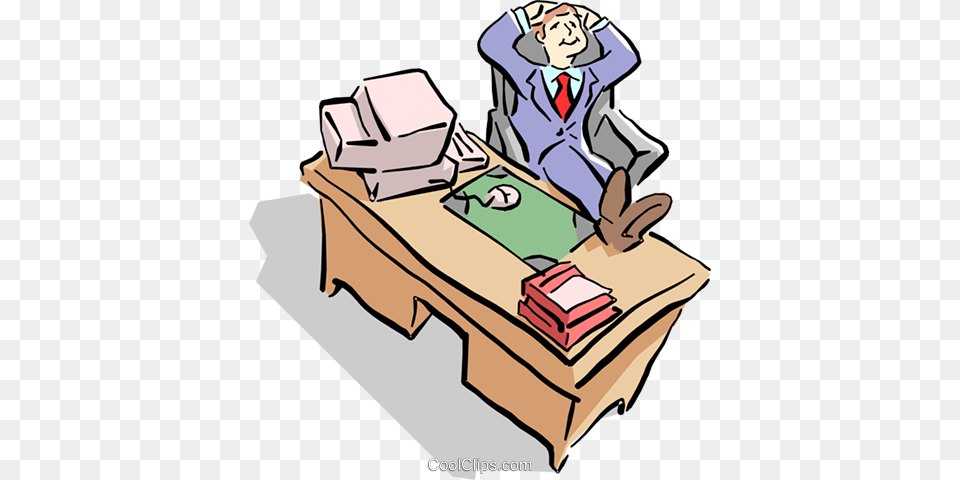 Man At The Office Royalty Vector Clip Art Illustration Bro Clipart, Table, Furniture, Book, Publication Free Png