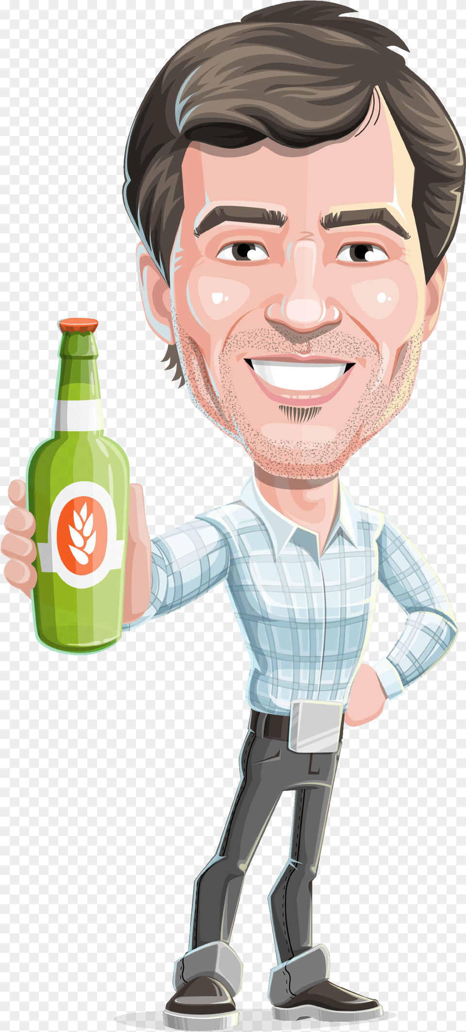 Man Beer Cartoon, Alcohol, Person, Beverage, Bottle Png Image