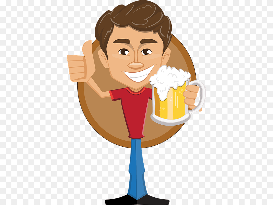 Man Beer Thumbs Up Holding Happy Smile T Shirt Happy Birthday Polish Gif, Cup, Baby, Person, Face Png