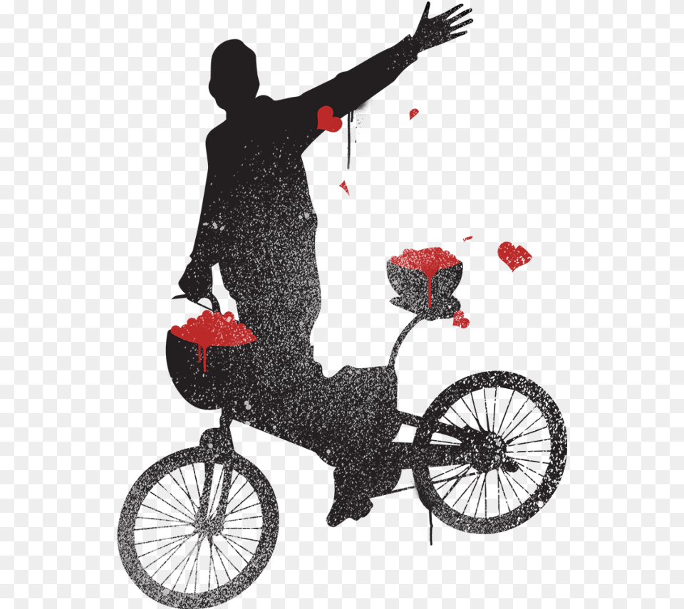 Man Bike Cycling Red Black Silhouette, Wheel, Machine, Person, Male Png Image