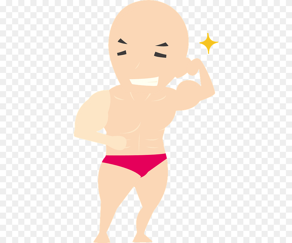 Man Bodybuilding Muscle Clipart Cartoon, Baby, Person, Clothing, Swimwear Png Image