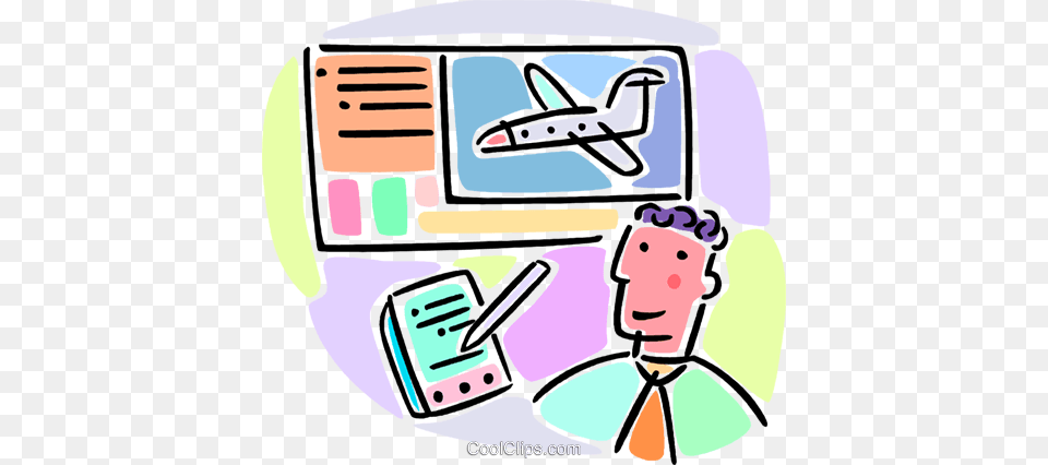 Man Booking Flight Reservations Royalty Vector Clip Art, Face, Head, Person, Baby Free Png