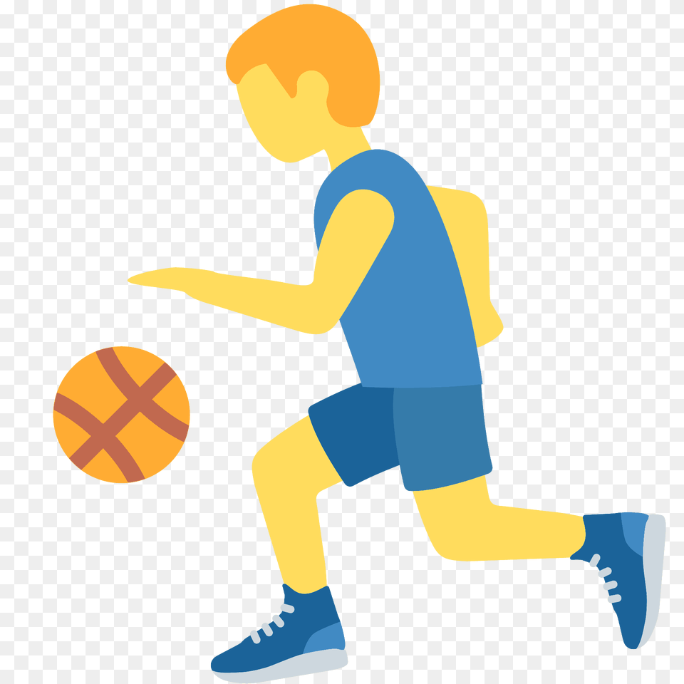 Man Bouncing Ball Emoji Clipart, Person, Handball, Sport, Kneeling Png Image