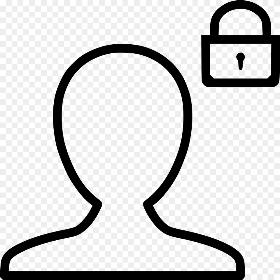 Man Boy Male Lock Secure Security Password Locked Profile Line Icon, Stencil Free Png Download