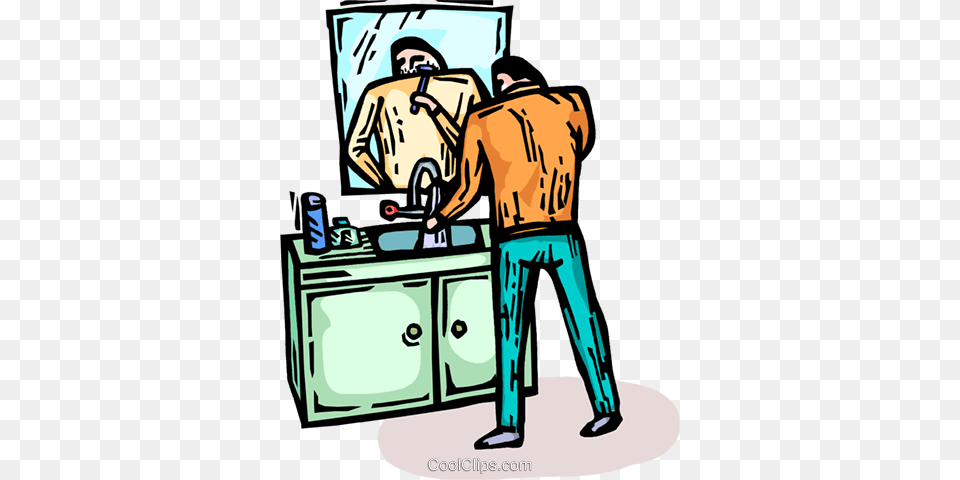 Man Brushing His Teeth Royalty Free Vector Clip Art Illustration, Adult, Male, Person Png