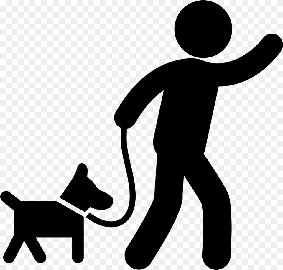 Man Carrying A Dog With A Belt To Walk Dog Walk Icon, Silhouette, Stencil, Appliance, Blow Dryer Free Transparent Png