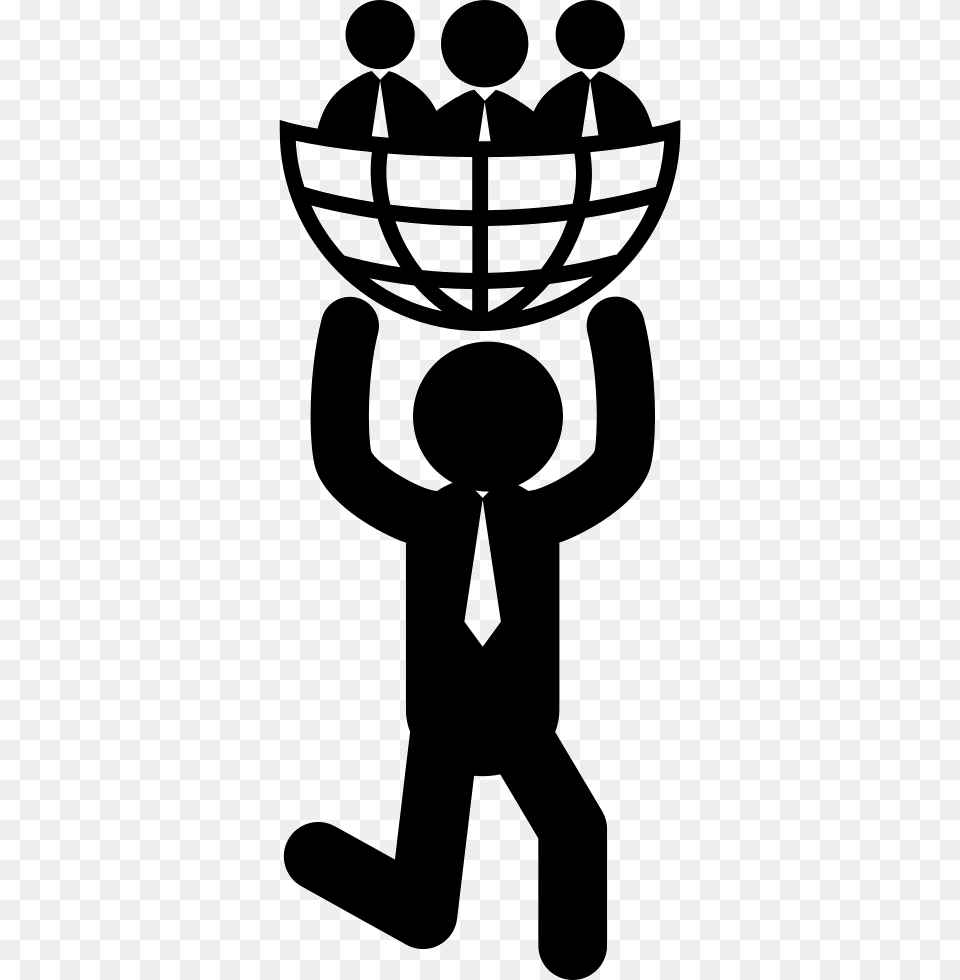 Man Carrying World Icon, Silhouette, Stencil Png Image
