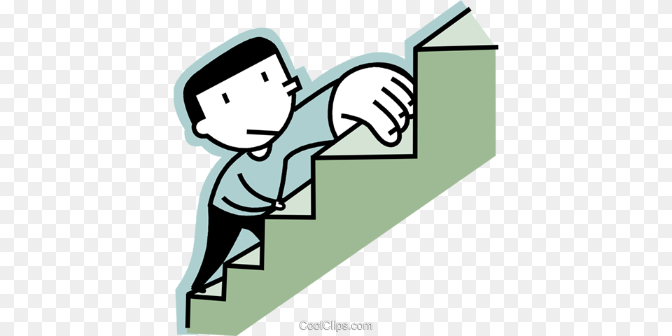 Man Climbing Stairs Royalty Vector Clip Art Illustration, Architecture, Building, House, Housing Free Png Download