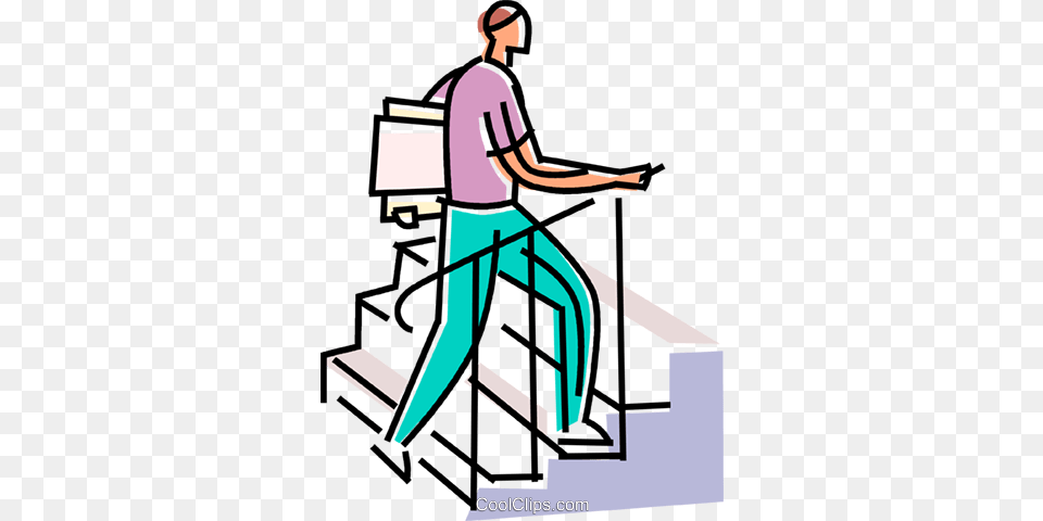Man Climbing Stairs With Folders Royalty Vector Clip Art, Handrail, Adult, Female, Person Free Png