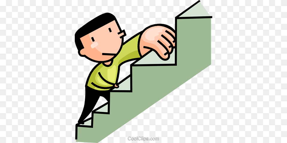 Man Climbing The Stairs Royalty Vector Clip Art Illustration, Architecture, Building, Handrail, House Free Transparent Png