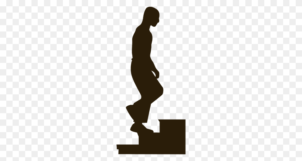 Man Climbing Three Step Stairs Silhouette, Kneeling, Person, Adult, Male Free Png