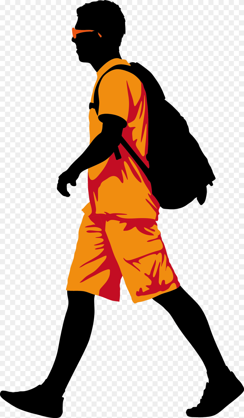 Man Clip Art, Walking, Person, Silhouette, Shorts Free Png