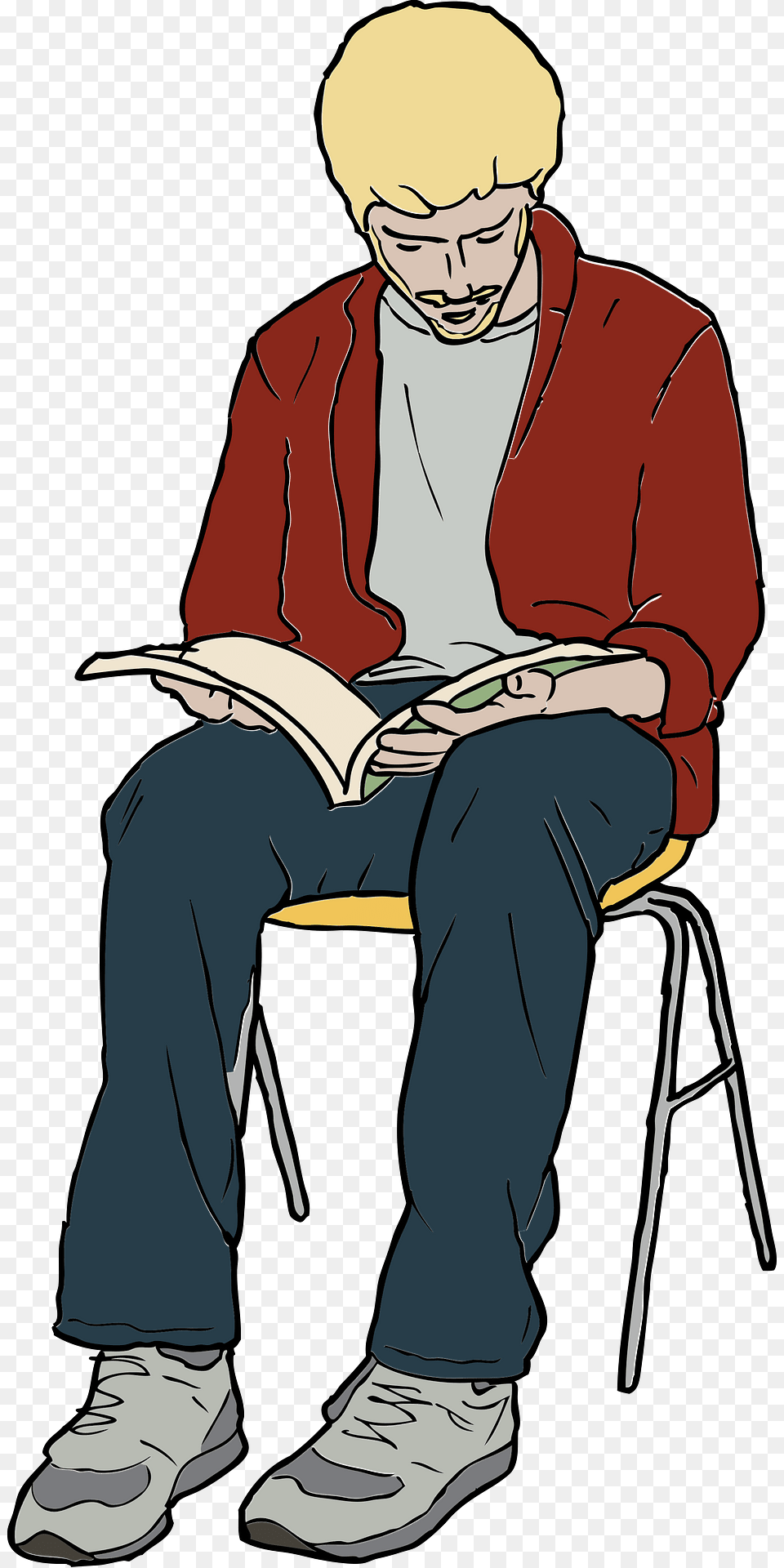 Man Clipart, Reading, Person, Adult, Male Png