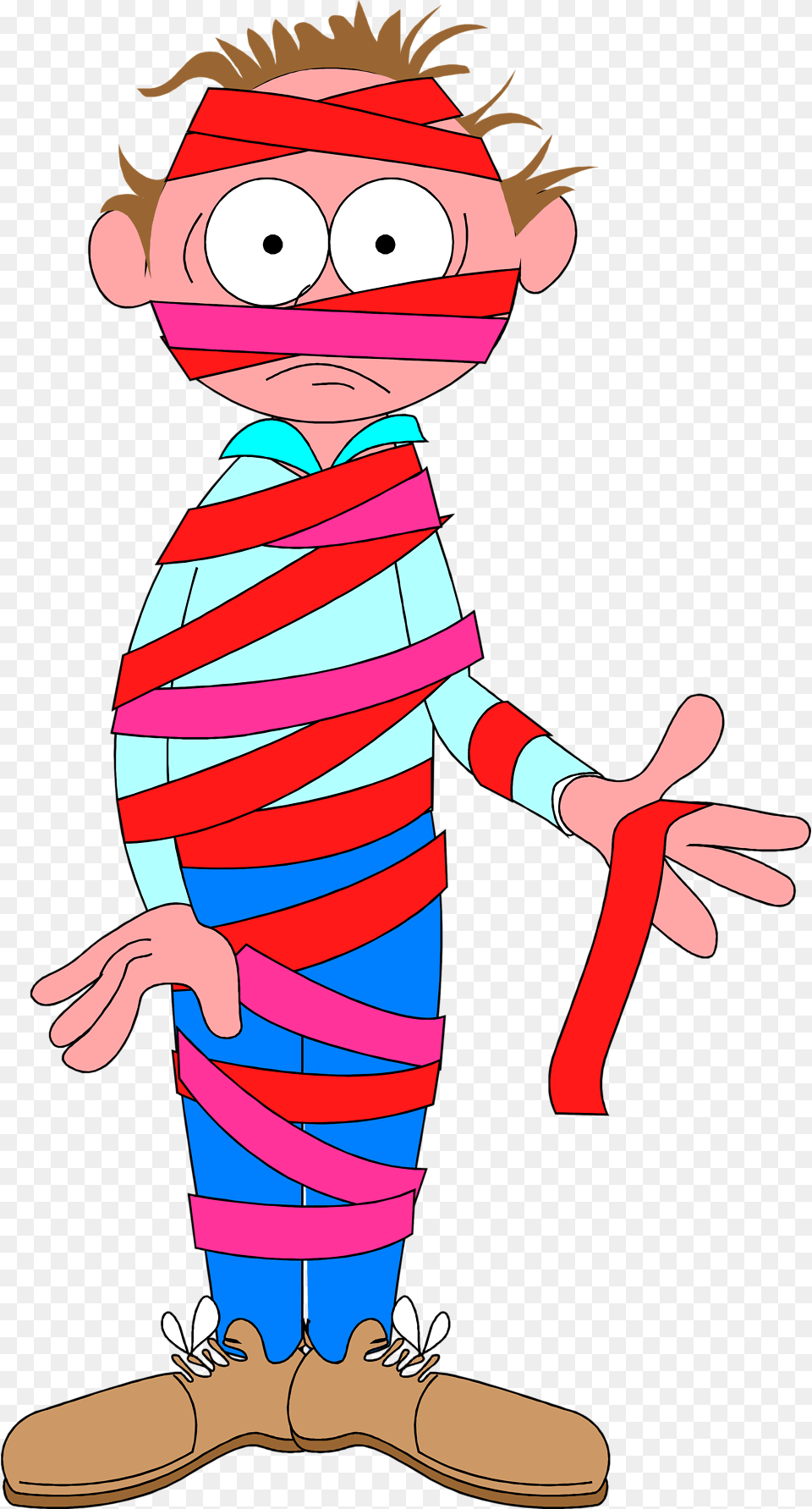 Man Clipart Red Wrapped In Red Tape, Baby, Person, Cartoon, Face Free Transparent Png