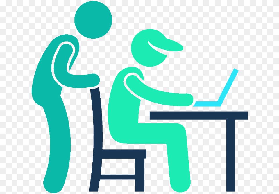 Man Computer Teacher Clipart Person Using Computer Transparent, Furniture, Table, Animal, Reptile Png Image