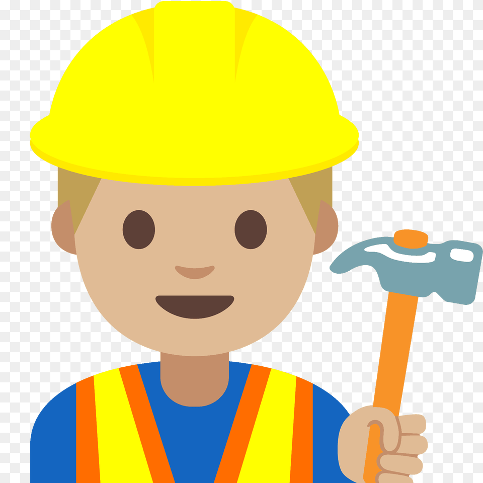 Man Construction Worker Emoji Clipart, Clothing, Hardhat, Helmet, Face Free Png Download