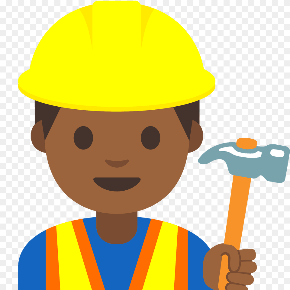Man Construction Worker Emoji Clipart, Clothing, Hardhat, Helmet, Face Png