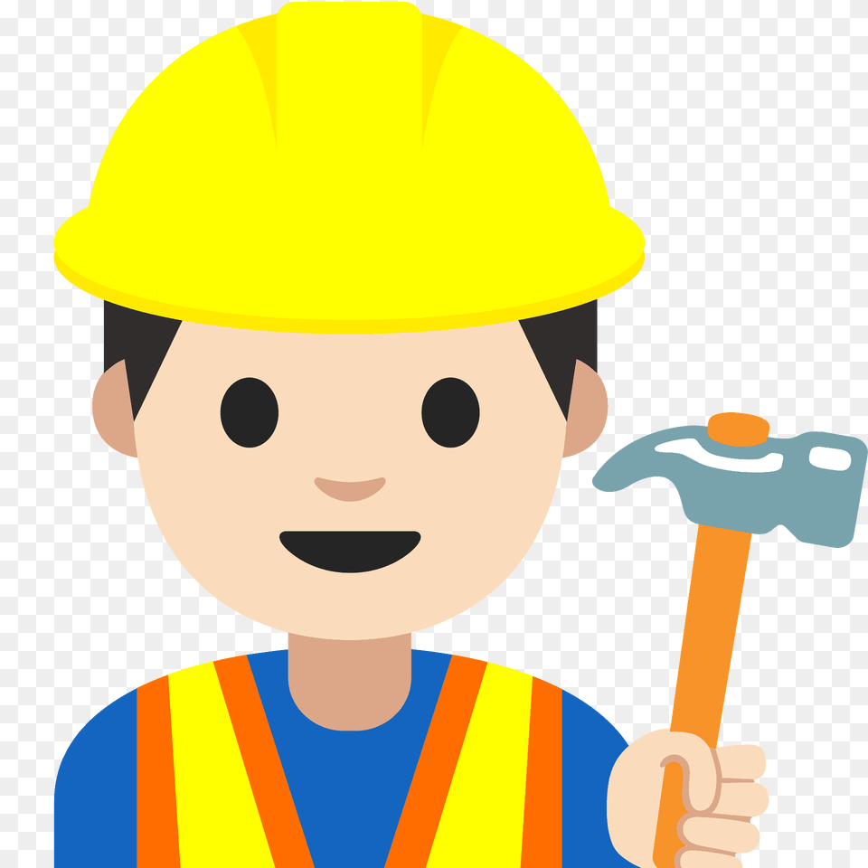 Man Construction Worker Emoji Clipart, Clothing, Hardhat, Helmet, Person Png