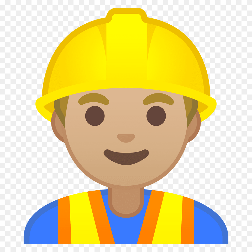 Man Construction Worker Emoji Clipart, Clothing, Hardhat, Helmet, Face Png Image