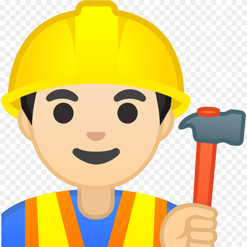 Man Construction Worker Light Skin Tone Icon Noto Emoji Construction Emoji, Clothing, Hardhat, Helmet, Person Free Png Download