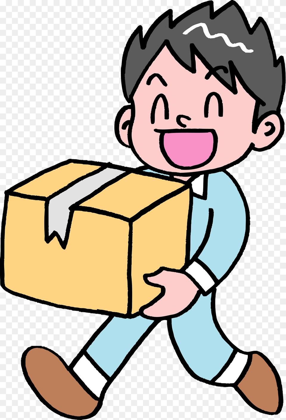 Man Courier Clipart, Baby, Box, Person, Face Png Image