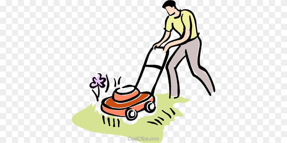 Man Cutting The Grass Royalty Free Vector Clip Art Illustration, Lawn, Plant, Device, Person Png Image