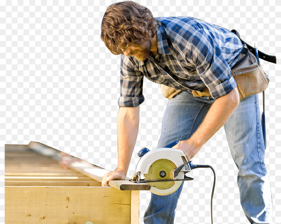 Man Cutting Wooden Deck Carpenter, Person, Adult, Male, Jeans Free Png Download