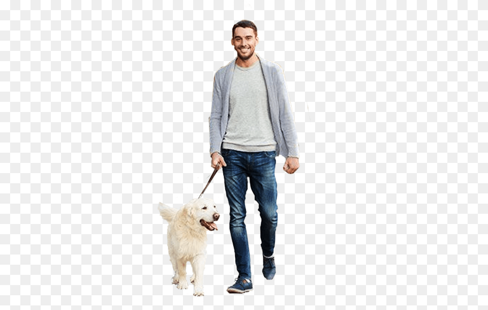 Man Dog Cutout Man And Dog, Clothing, Pants, Sleeve, Long Sleeve Free Png