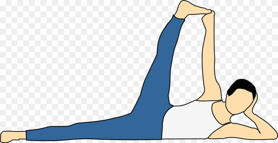 Man Doing Yoga Side Reclining Leg Lift Pose Clipart, Stretch, Person, Working Out, Fitness Free Png Download