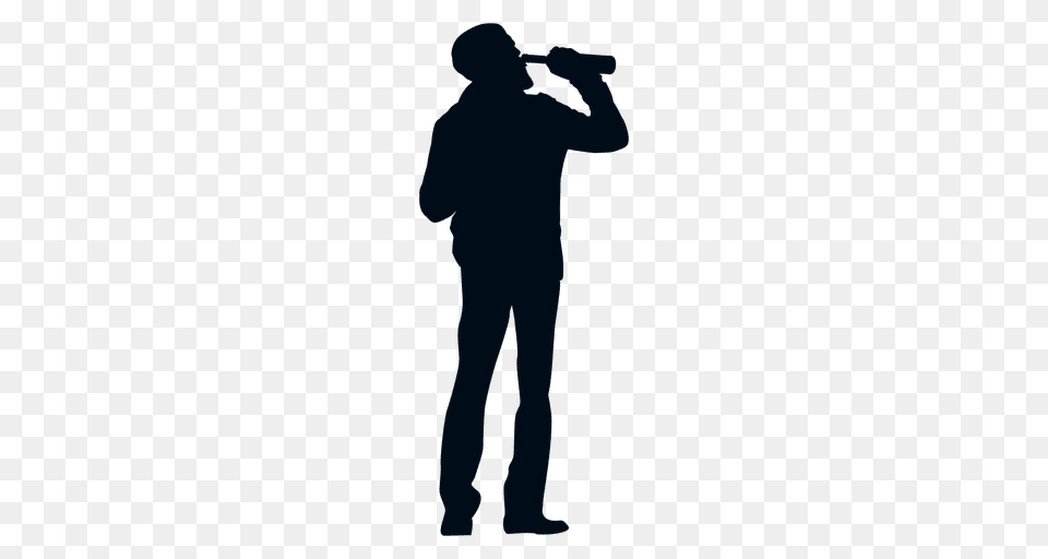 Man Drinking Wine Bottle Silhouette, Adult, Male, Person, Photography Png Image
