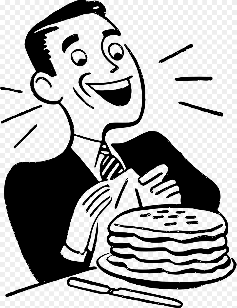 Man Eating Pancakes Clipart, Cutlery, Fork, Person, Face Free Png Download