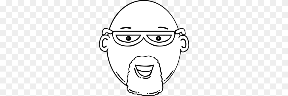 Man Face Beard Glasses Bald Vector Clip Art Image, Stencil, Baby, Person, Head Free Transparent Png