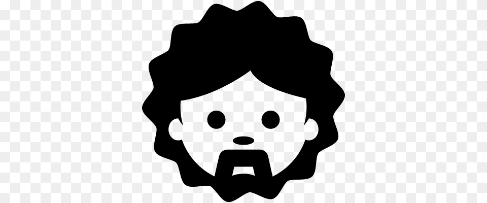 Man Face Curly Hair And Moustache Vector Curly Hair Logo, Gray Free Transparent Png