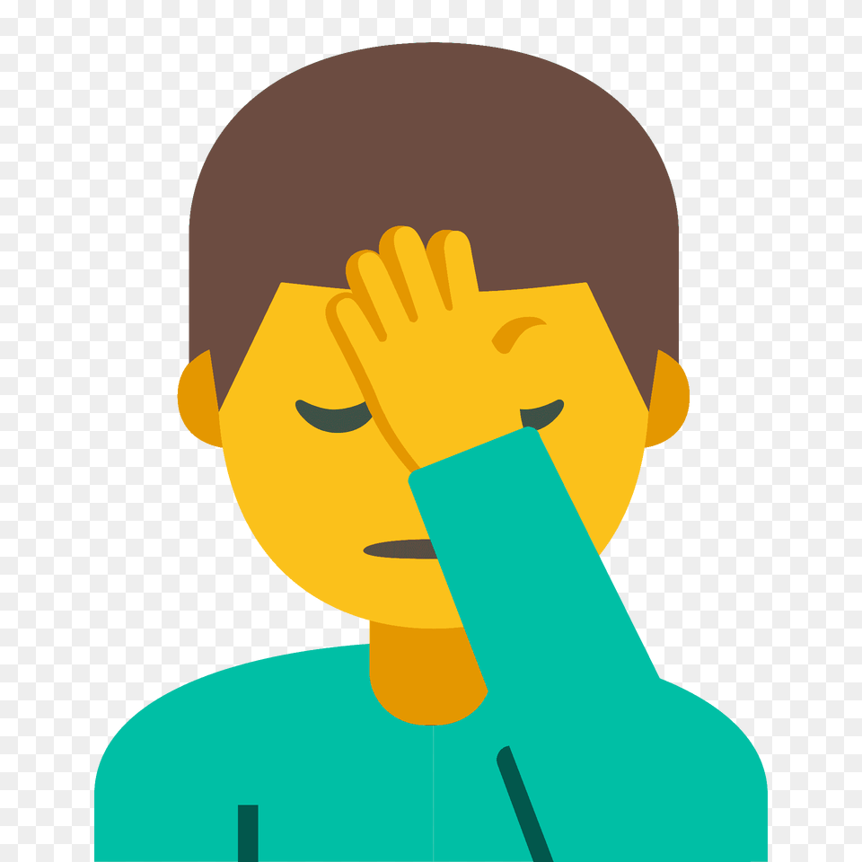 Man Facepalming Emoji Clipart, Person, Art, Body Part, Hand Png Image