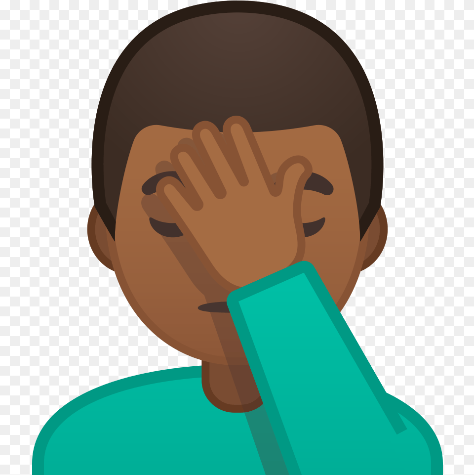 Man Facepalming Medium Dark Skin Tone Icon Black Face Palm Emoji, Head, Person, Baby, Body Part Free Transparent Png