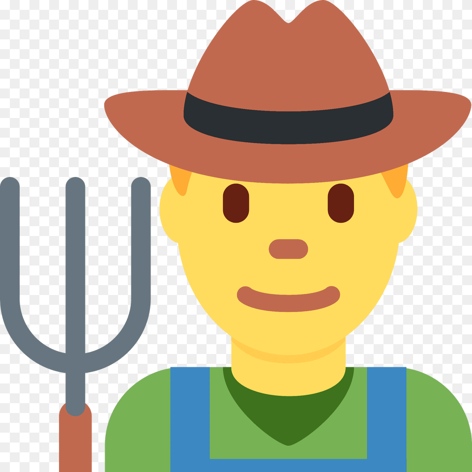 Man Farmer Emoji Clipart, Clothing, Hat, Baby, Person Png