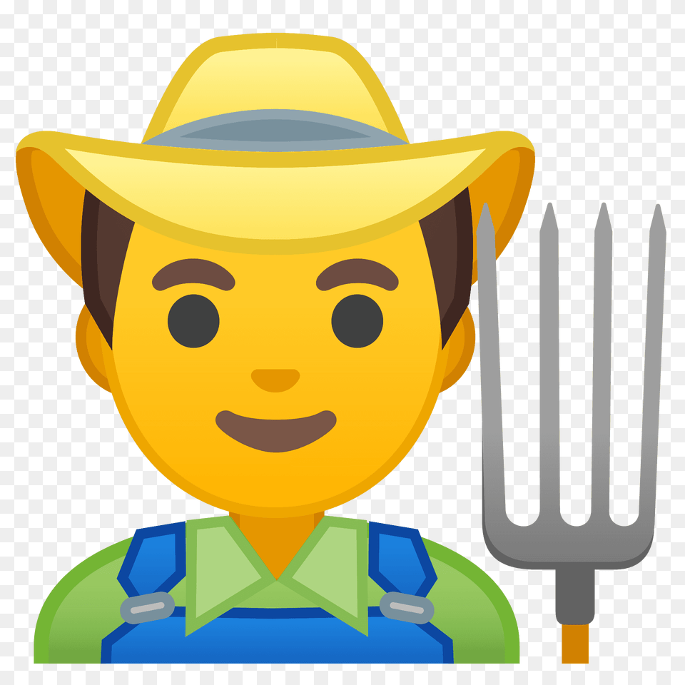 Man Farmer Emoji Clipart, Clothing, Cutlery, Fork, Hat Free Png Download