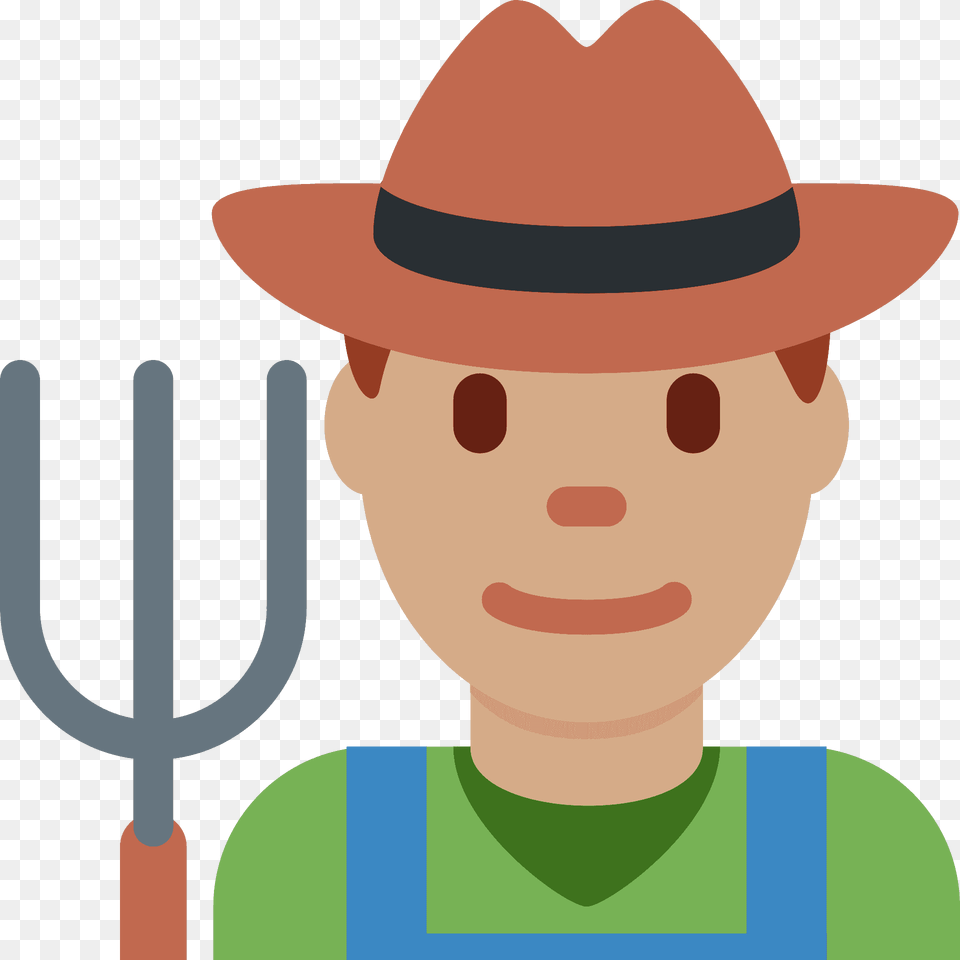 Man Farmer Emoji Clipart, Clothing, Hat, Baby, Person Png