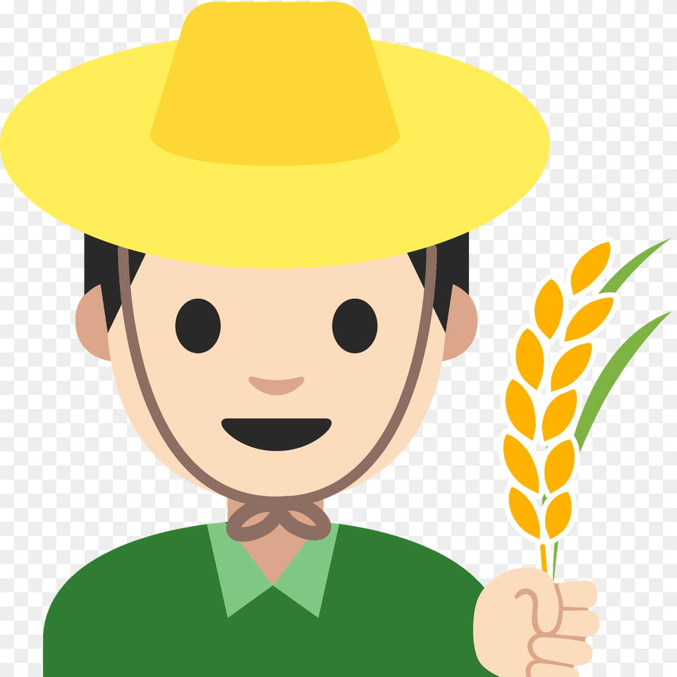 Man Farmer Emoji Clipart, Clothing, Hat, Sun Hat, Face Png Image