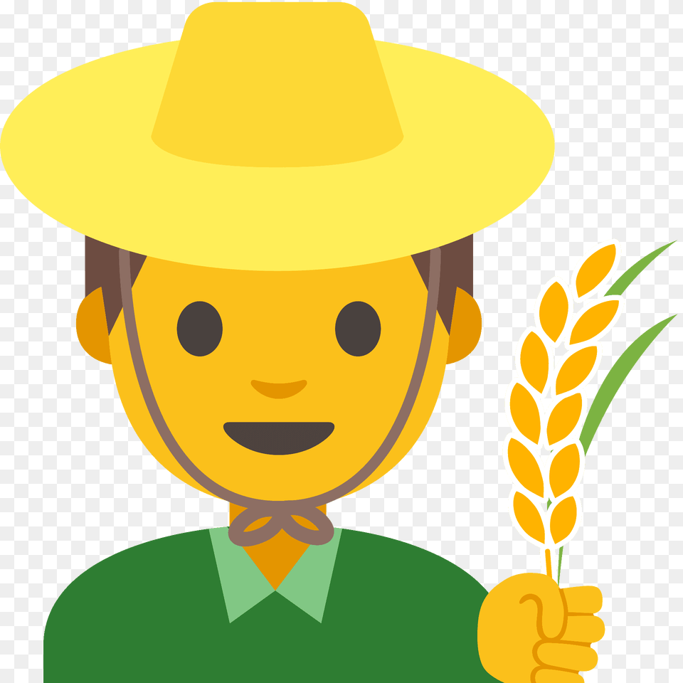 Man Farmer Emoji Clipart, Clothing, Hat, Sun Hat, Face Free Png