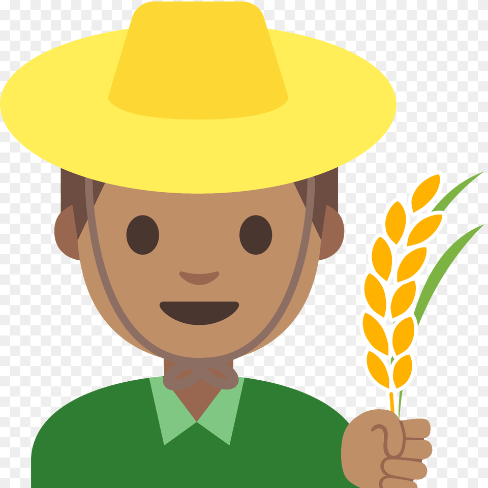 Man Farmer Emoji Clipart, Clothing, Hat, Sun Hat, Face Free Png