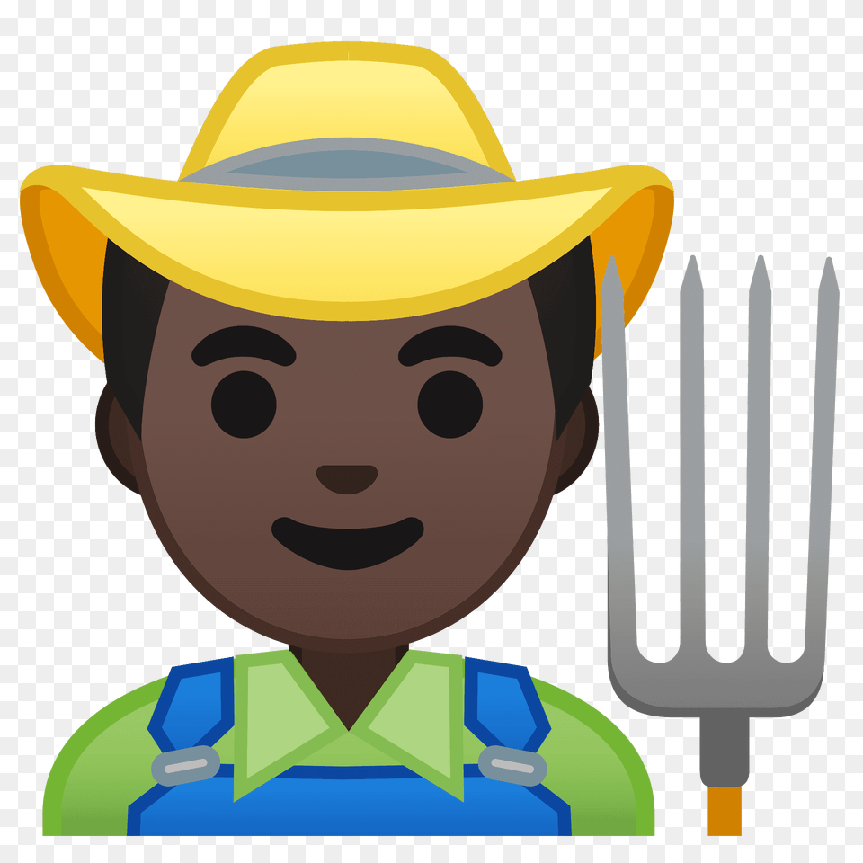 Man Farmer Emoji Clipart, Clothing, Cutlery, Fork, Hat Free Png Download